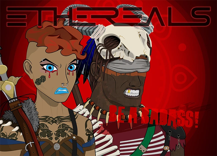 Banner for the Digi Caps Raiders collection on OpenSea which also shows the Ethereals Tribe