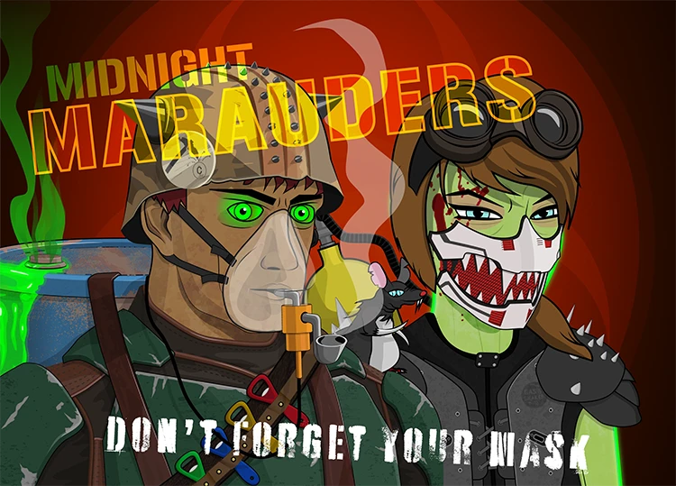 NFT Banner for the Digi Caps Raiders collection on OpenSea which also shows the Midnight Marauders Tribe
